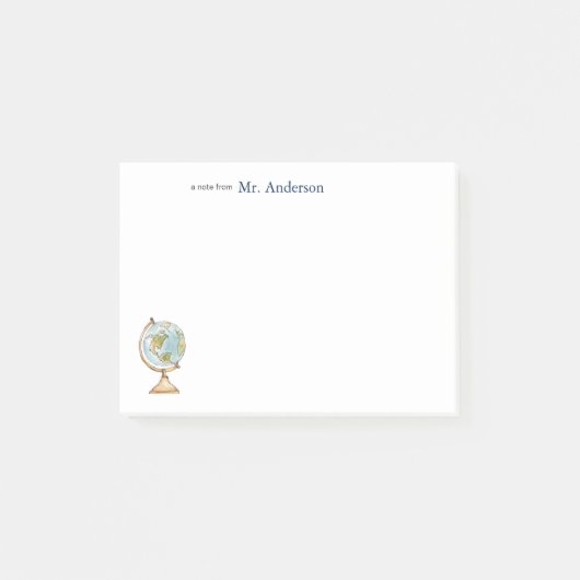 Waterverf Wereldbol Leraren Post-it® Notes (Voorkant)