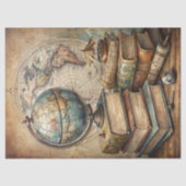  Waterverf wereldbol oude boeken wereldkaart Tissuepapier (Voorkant)