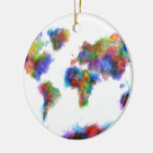 waterverf wereldkaart 16 keramisch ornament (Links)