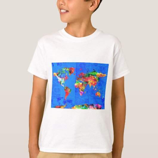 waterverf wereldkaart 1 t-shirt (Voorkant)