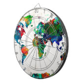 waterverf wereldkaart 20 dartbord (Voorkant Rechts)
