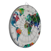 waterverf wereldkaart 20 dartbord (Voorkant Links)