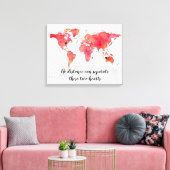 Waterverf Wereldkaart 2 harten aangesloten Canvas Afdruk (Insitu (Woonkamer))