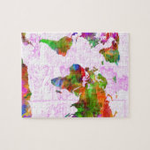 waterverf wereldkaart 4 legpuzzel (Horizontaal)