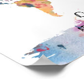 Waterverf wereldkaart abstract kunstposter poster (Hoek)