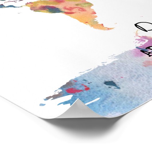 Waterverf wereldkaart abstract poster (Hoek)