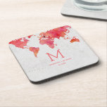 Waterverf Wereldkaart bestemming bruiloft monogram Bier Onderzetter<br><div class="desc">Waterverf Wereldkaart Bestemming Bruiloft Onderzetters met BEWEEGBARE HART LOCATIE Klik gewoon op de verdere link aanpassen om je hart te positioneren ~ Controleer mijn winkel om het hele bruiloft collectie met dit ontwerp te zien!</div>