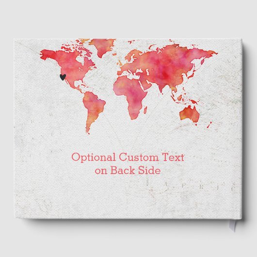 Waterverf Wereldkaart bestemming bruiloft monogram Gastenboek (Achterkant)