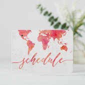Waterverf Wereldkaart Bestemming Trouwschema Kaart (Staand voorkant)