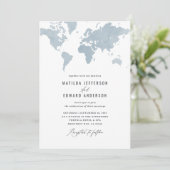 Waterverf wereldkaart bruiloft (Staand voorkant)