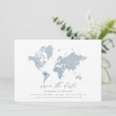 Waterverf wereldkaart bruiloft aankondiging (Staand voorkant)