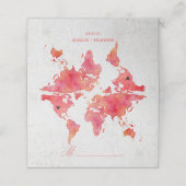 Waterverf Wereldkaart Bruiloft Tafel Zitplaatsen Plaatskaartje (Buitenkant ongevouwen)