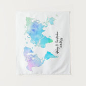 Waterverf Wereldkaart Bruiloftsreceptie Welkomstka Wandkleed (Voorkant)