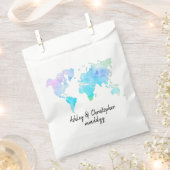 Waterverf Wereldkaart gepersonaliseerde bruiloft p Bedankzakje (Geknipt)
