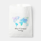 Waterverf Wereldkaart gepersonaliseerde bruiloft p Bedankzakje (Voorkant)