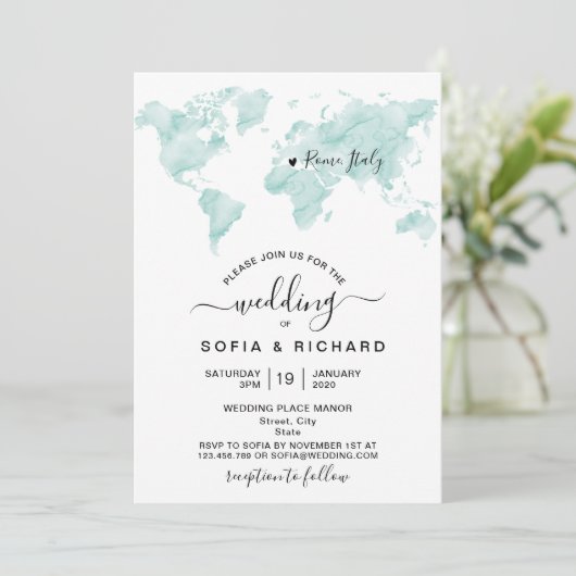 Waterverf Wereldkaart Kaart (Staand voorkant)