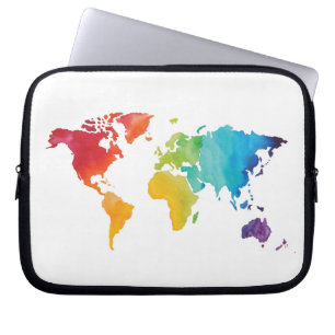 Waterverf Wereldkaart laptophoes Laptop Sleeve
