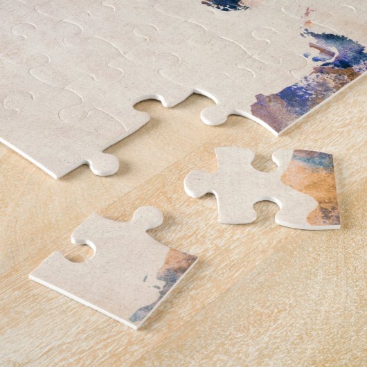 waterverf wereldkaart legpuzzel (Zijkant)