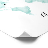 Waterverf Wereldkaart met verwisselbare hartenpare Poster (Hoek)