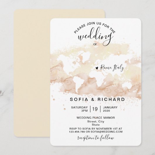 Waterverf Wereldkaart van weddenschappen  Kaart (Voorkant / Achterkant)