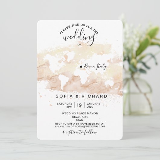 Waterverf Wereldkaart van weddenschappen  Kaart (Staand voorkant)