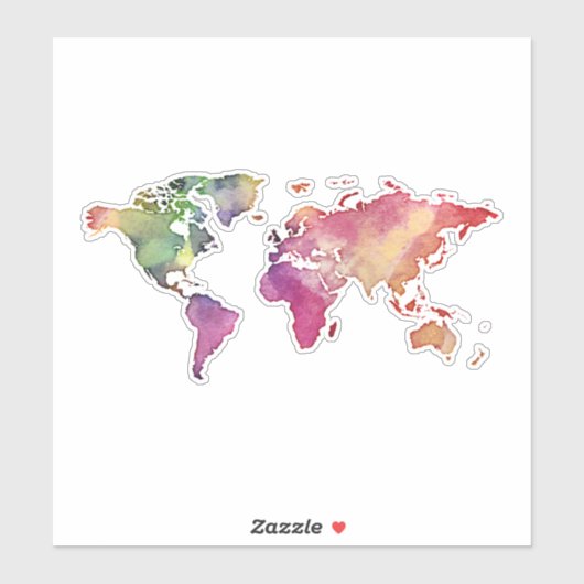 Waterverf Wereldkaart Vinylsticker koelen Sticker (Vel)