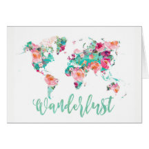 Waterverf wereldkaart Wanderlust