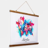 Waterverf Wereldkaart wandtapijt Hangend Wandkleed (Gebogen)