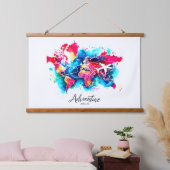 Waterverf Wereldkaart wandtapijt Hangend Wandkleed (Slaapkamer)