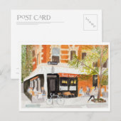 Waterverf West Village Cafe Briefkaart (Voorkant / Achterkant)