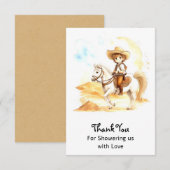 Waterverf Western Cowboy Baby shower Bedankkaart (Voorkant / Achterkant)