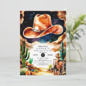 Waterverf Western Cowboy Verjaardag Kaart (Staand voorkant)