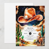 Waterverf Western Cowboy Verjaardag Kaart (Voorkant / Achterkant)