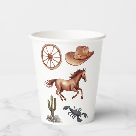 Waterverf Western Kind Art Papieren Bekers (Voorkant)