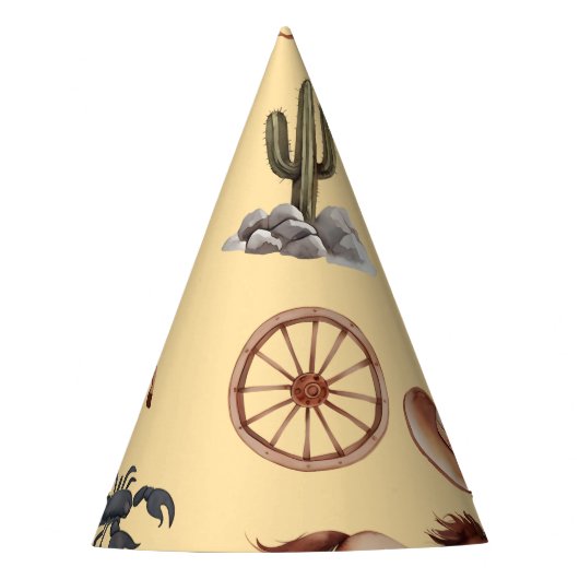 Waterverf Western Kind Art Tan Feesthoedjes (Voorkant)