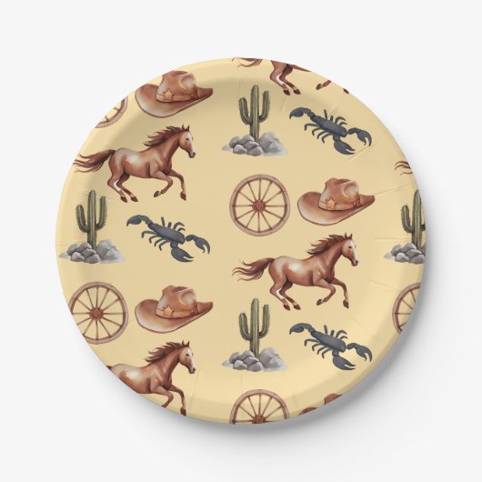 Waterverf Western Kind Art Tan Papieren Bordje (Voorkant)