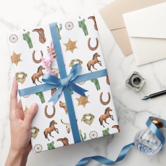 Waterverf Western Rodeo Paard Cowboy Cowgirl Cadeaupapier (Geschenken)