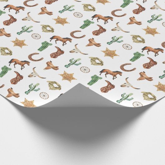 Waterverf Western Rodeo Paard Cowboy Cowgirl Cadeaupapier (Hoek)