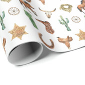 Waterverf Western Rodeo Paard Cowboy Cowgirl Cadeaupapier (Rol Hoek)