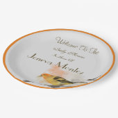 Waterverf Western Tanager Geel Vogeltak Papieren Bordje (Gekanteld)