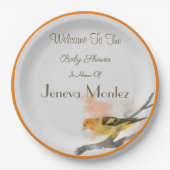 Waterverf Western Tanager Geel Vogeltak Papieren Bordje (Voorkant)