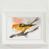 Waterverf Western Tanager Geel Vogeltak Poster
