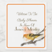 Waterverf Western Tanager Geel Vogeltak Wijn Etiket (Enkel label)