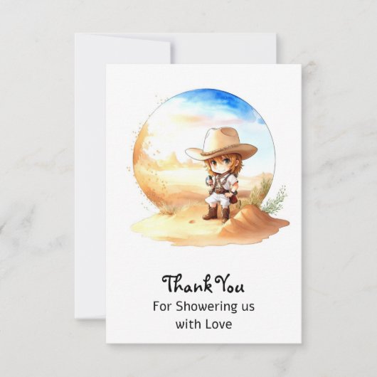 Waterverf Western Wild West Cowboy Bedankkaart (Voorkant)
