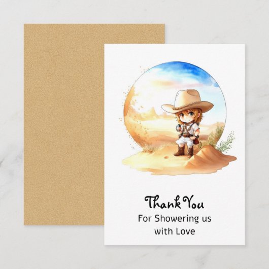 Waterverf Western Wild West Cowboy Bedankkaart (Voorkant / Achterkant)