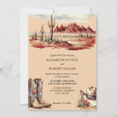 Waterverf Westerne huwelijksuitnodiging Kaart (Voorkant)