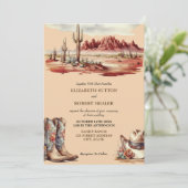 Waterverf Westerne huwelijksuitnodiging Kaart (Staand voorkant)
