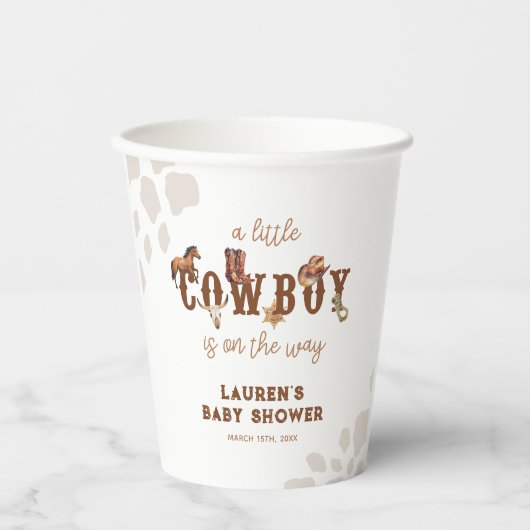Waterverf Westerne kleine cowboy baby boy shower Papieren Bekers (Voorkant)
