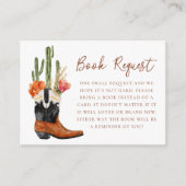 Waterverf Westerne Laarzen Baby shower Boek Aanvra Informatiekaartje (Voorkant)