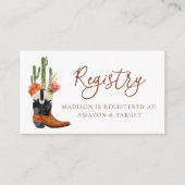 Waterverf Westerne Laarzen Baby shower Registry Informatiekaartje (Voorkant)